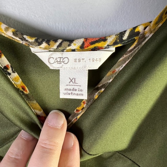Cato Womens Sz XL Slip Dress Olive Green Spaghetti Strap Coquette Artsy Boho Y2K - Picture 5 of 11
